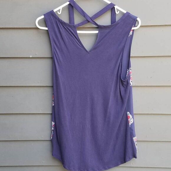 Express Blue Floral Top with Ties size Medium - Picture 3 of 7